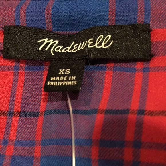 Madewell plaid shirred button-down top - Picture 3 of 6